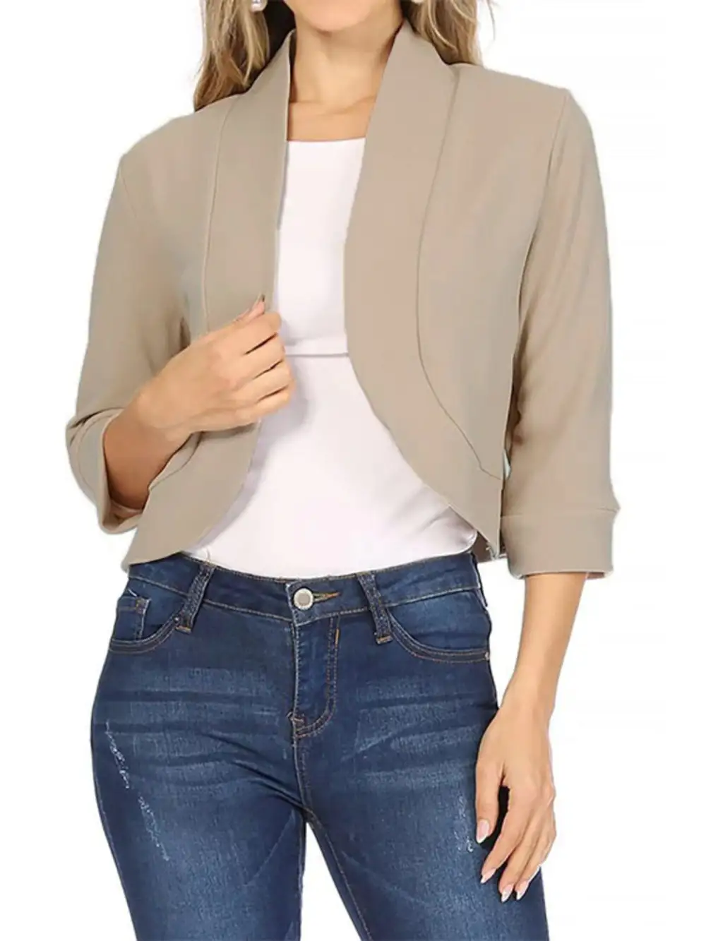 Open-Front Cropped Blazer