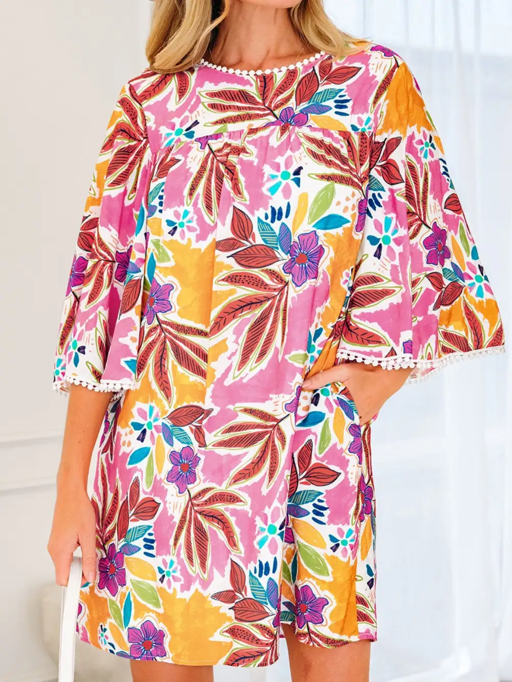Floral Printed Lace Mini Dress