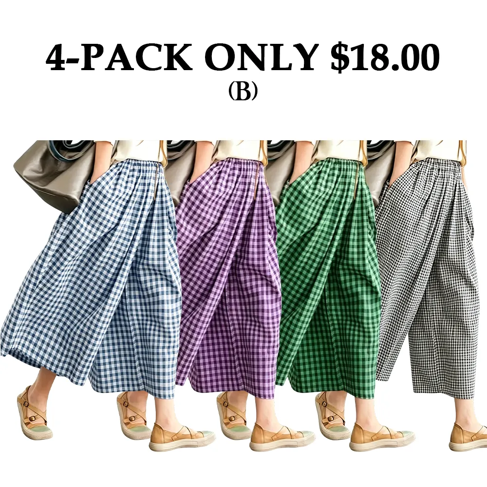 Women's Cotton & Linen Wide-Leg Capri Pants