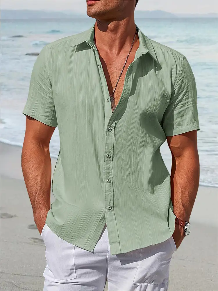 Loose Fit Textured Cotton Shirt
