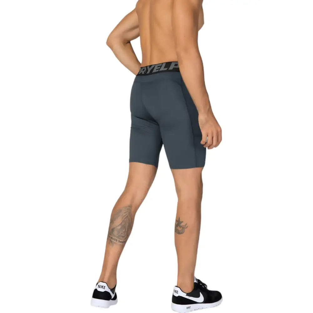 Elastic-Waist Wide-Waistband Compression Stretch Men's Athletic Shorts
