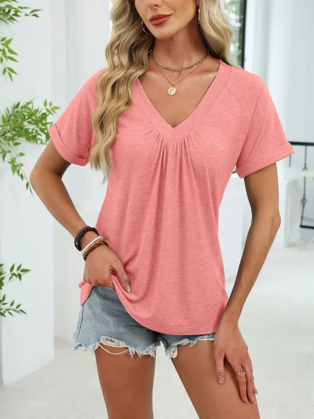 Modern Casual V-Neck Short Sleeve T-Shirt