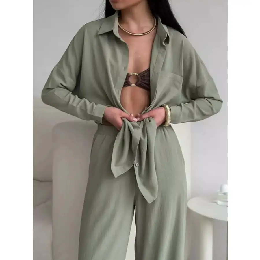 Button Down Shirt and Pants Set