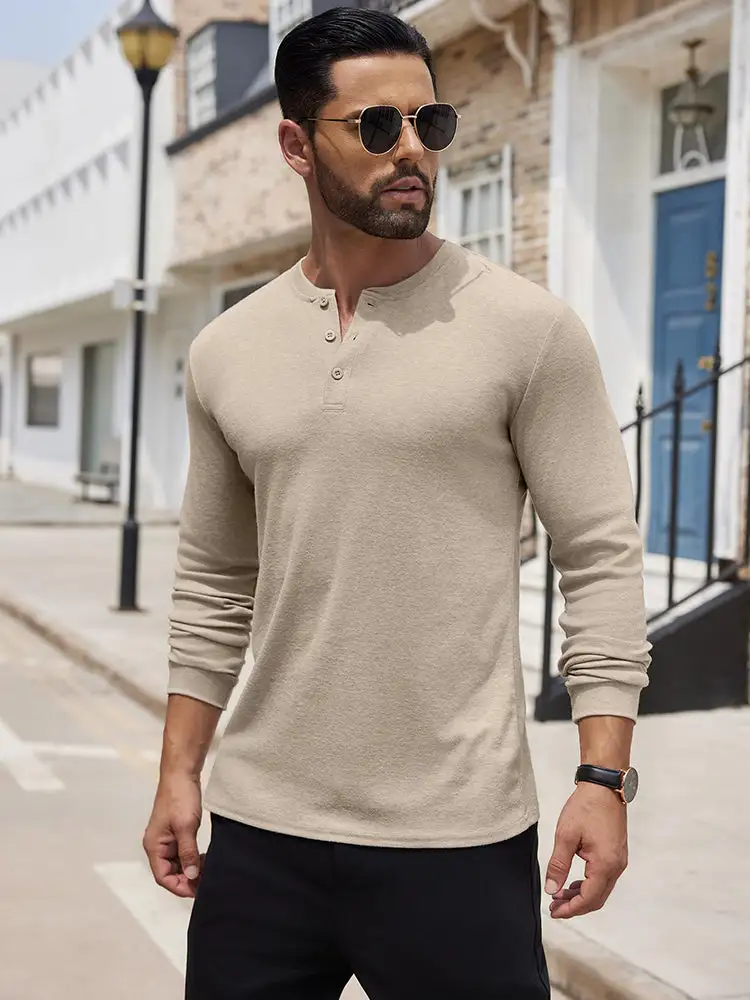 Fashion Lightweight Pullover Henley Shirt Hoodie