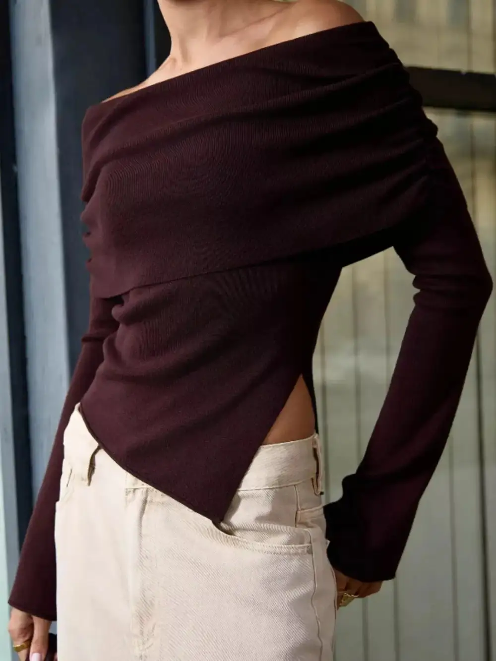 Asymmetrical Hem Off Shoulder