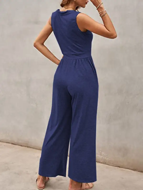 Clean Loose Sleeveless Jumpsuit