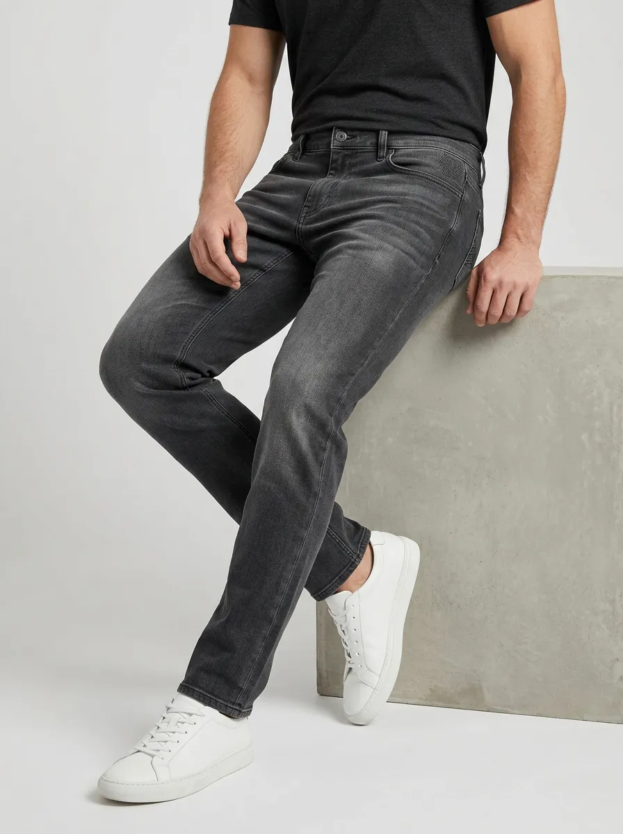 Men's Washed Stretch Slim Fit Jeans