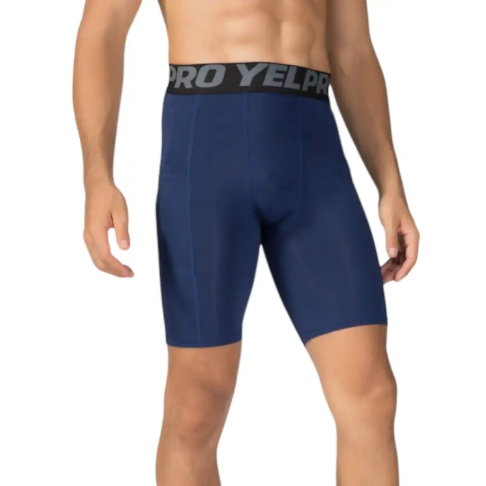 Elastic-Waist Wide-Waistband Compression Stretch Men's Athletic Shorts