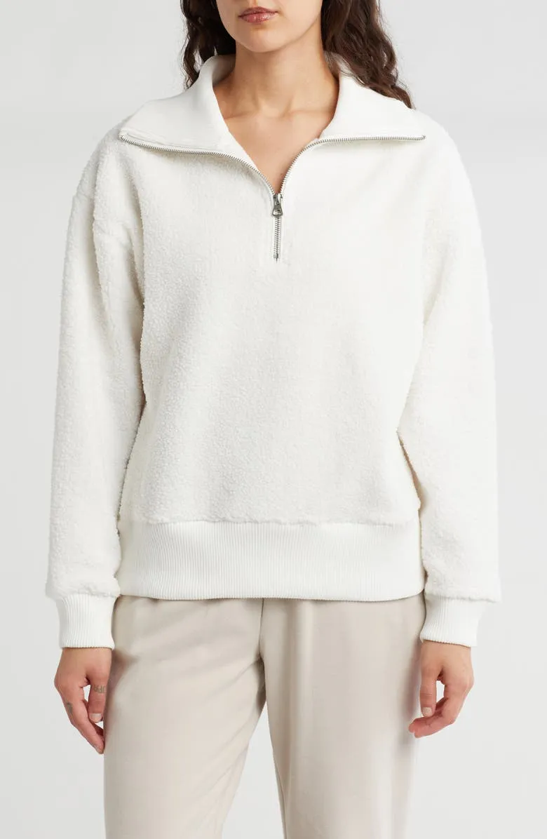 Faux Shearling Half-Zip Pullover