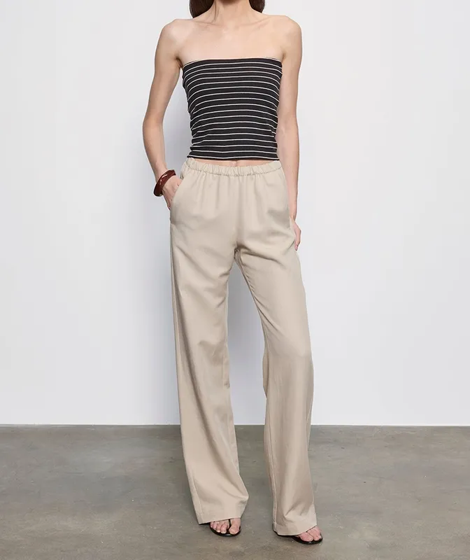 Stripe Classic Bandeau Top Black/ Wheat Stripe