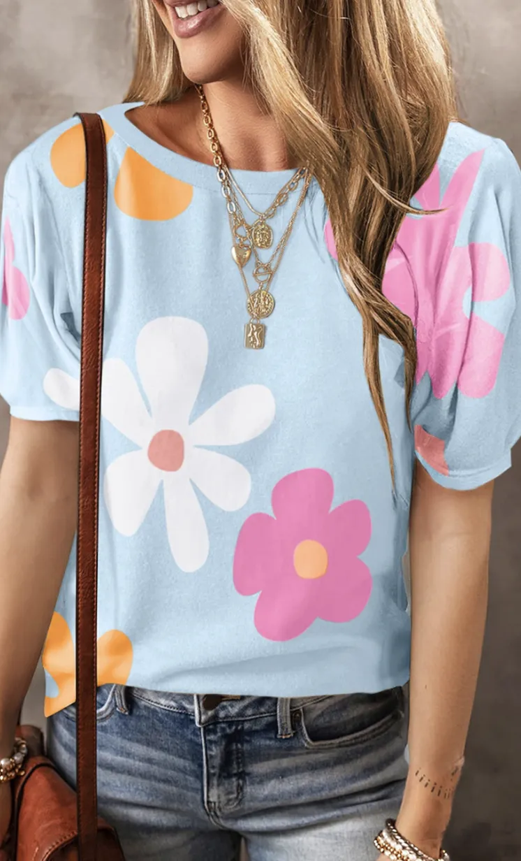 Textured Bubble Sleeve Tee