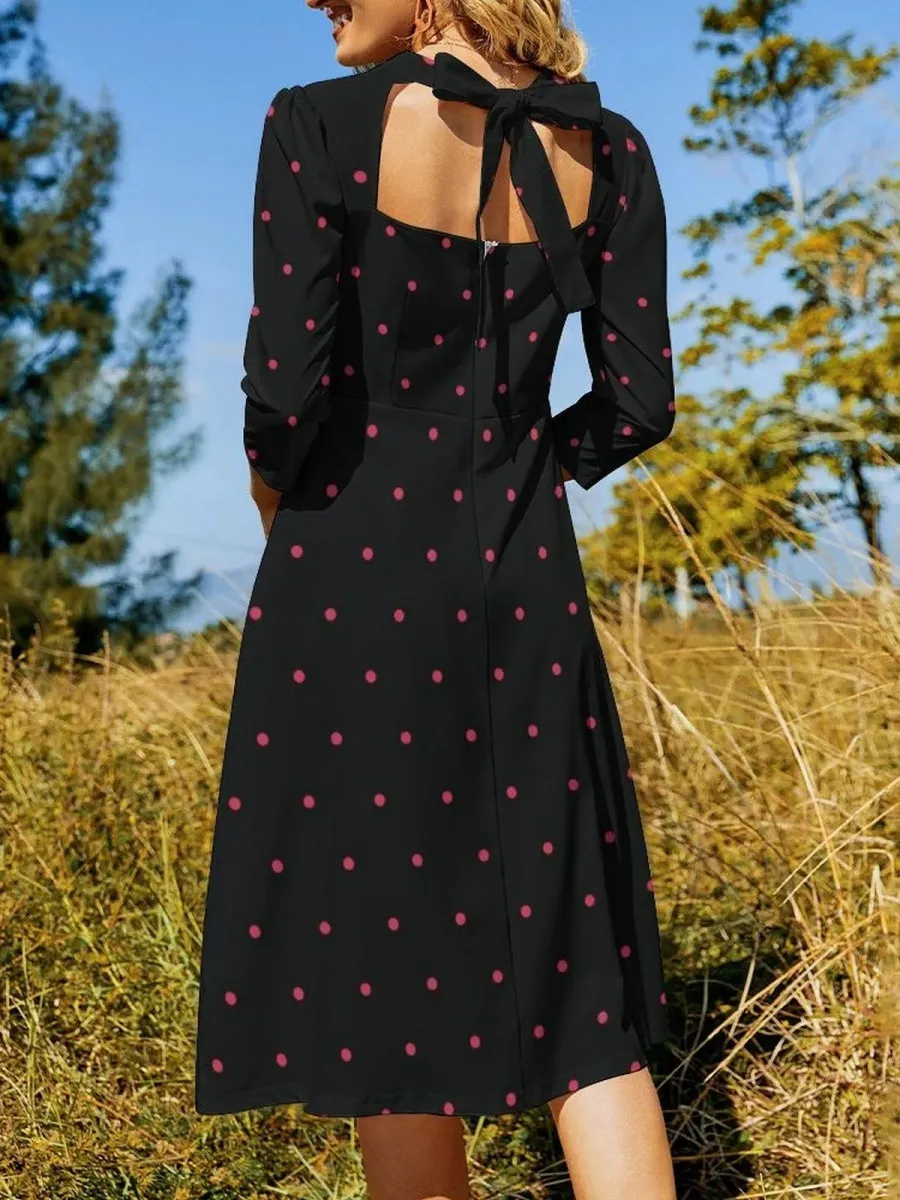 Contrast Polka Dot Midi Dress