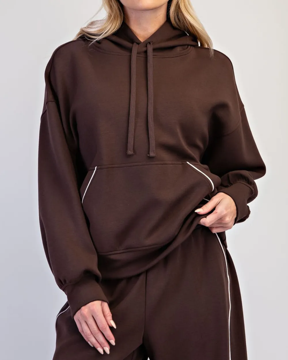 Relaxed Modal Piping Hoodie