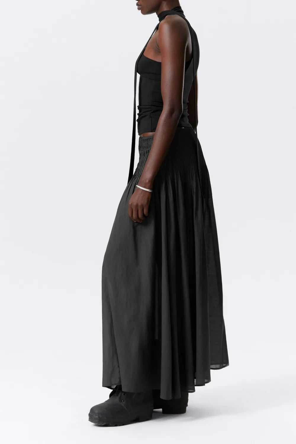 Pleated Mid Waist Skirt