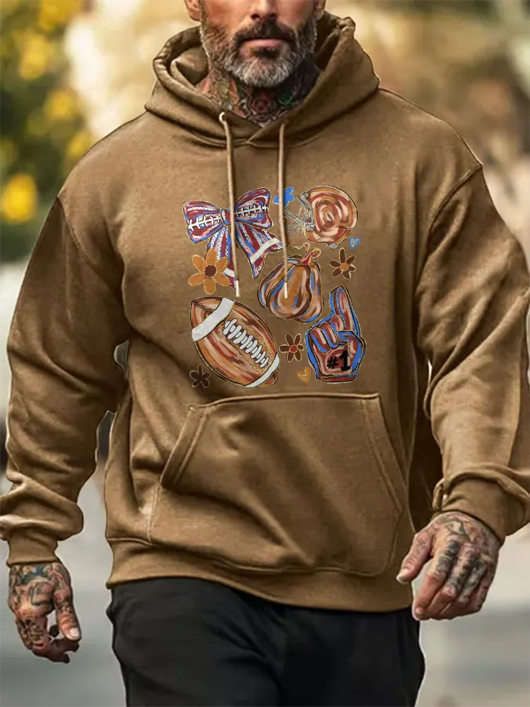 Football Printed Casual Loose Hoodies