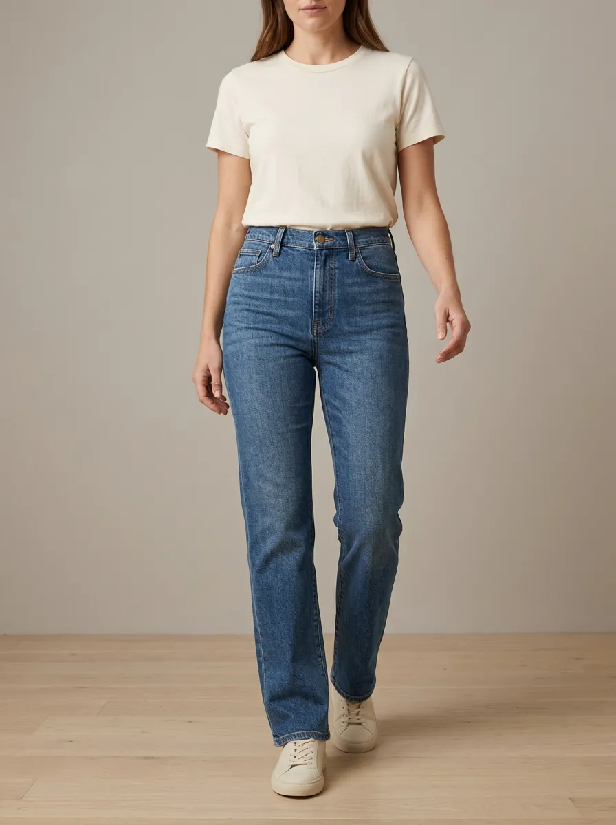 Clean-Profile Straight-Leg Denim Jeans