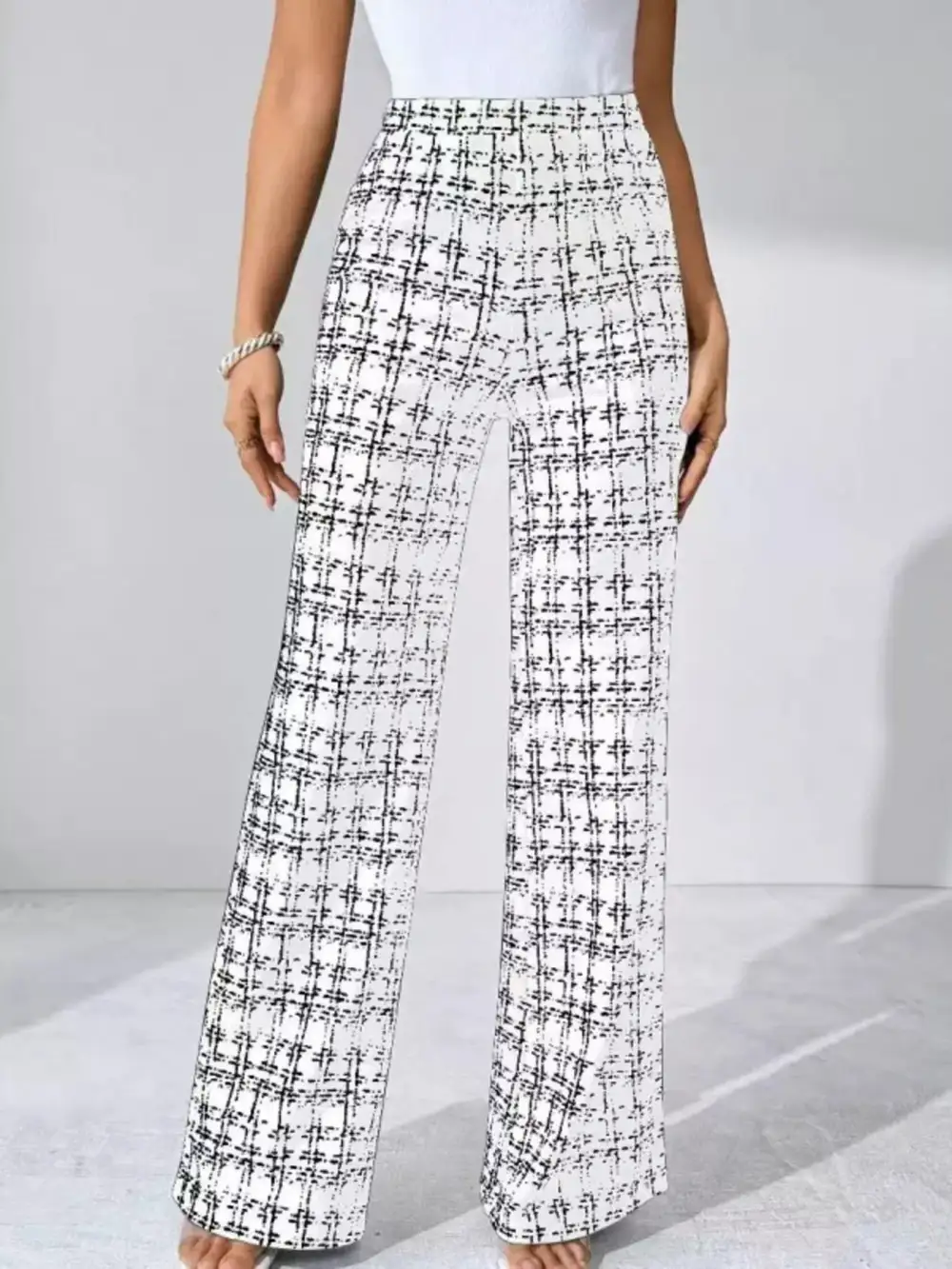 Wide Leg Plaid Casual Versatile Pants