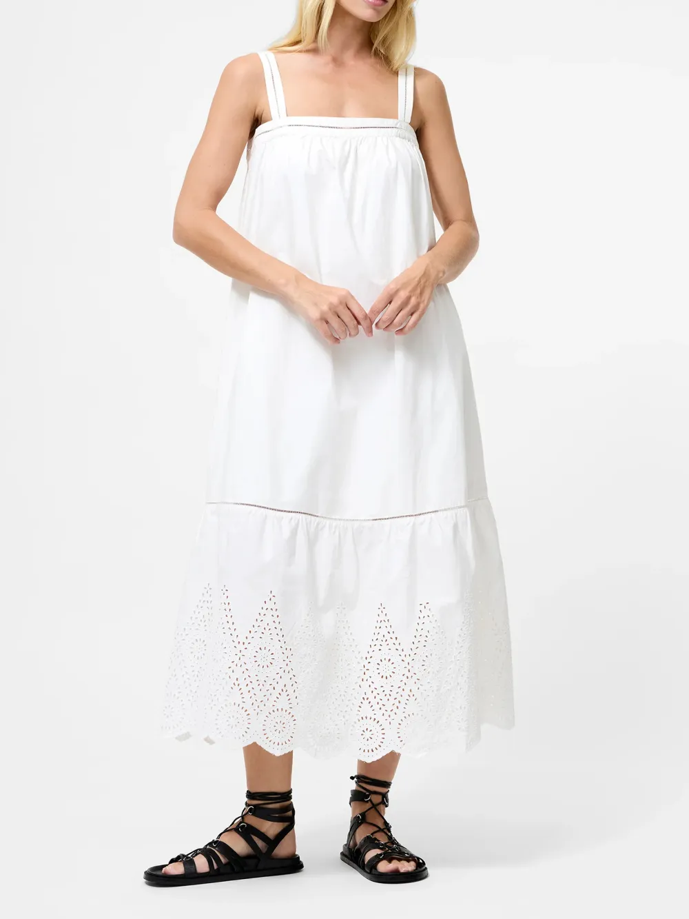 Refreshing And Soft White Square Neck Dress