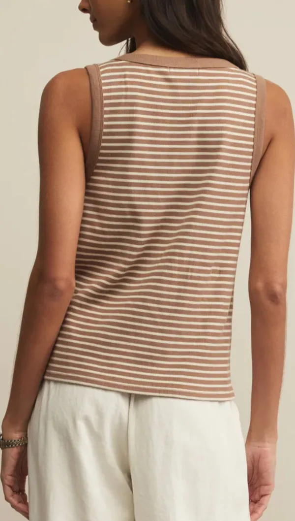 Modern Scoop Neck Striped Ribbed Tank