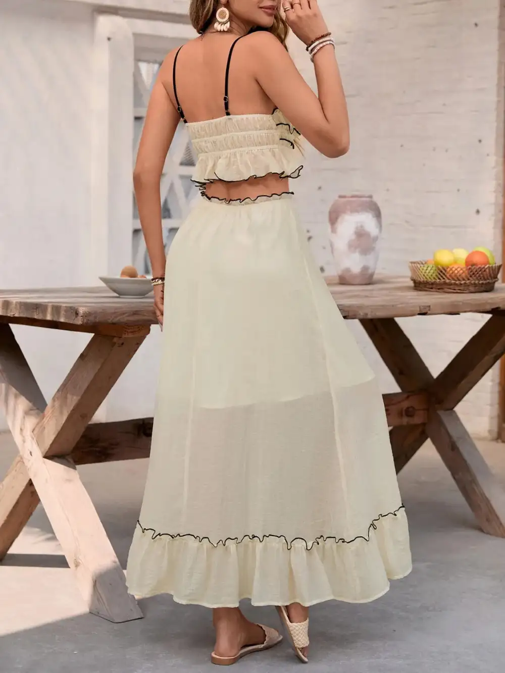 Smocked Ruffle Trim Coordinated Set
