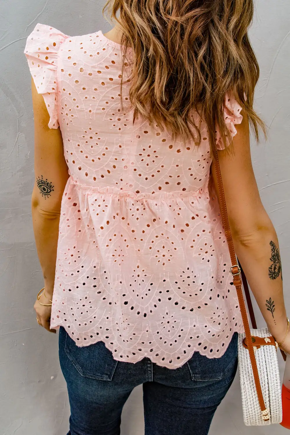 Eyelet Lace Scalloped Tank Top