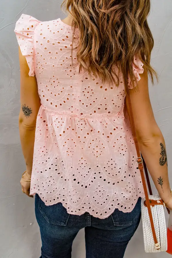 Eyelet Lace Scalloped Tank Top