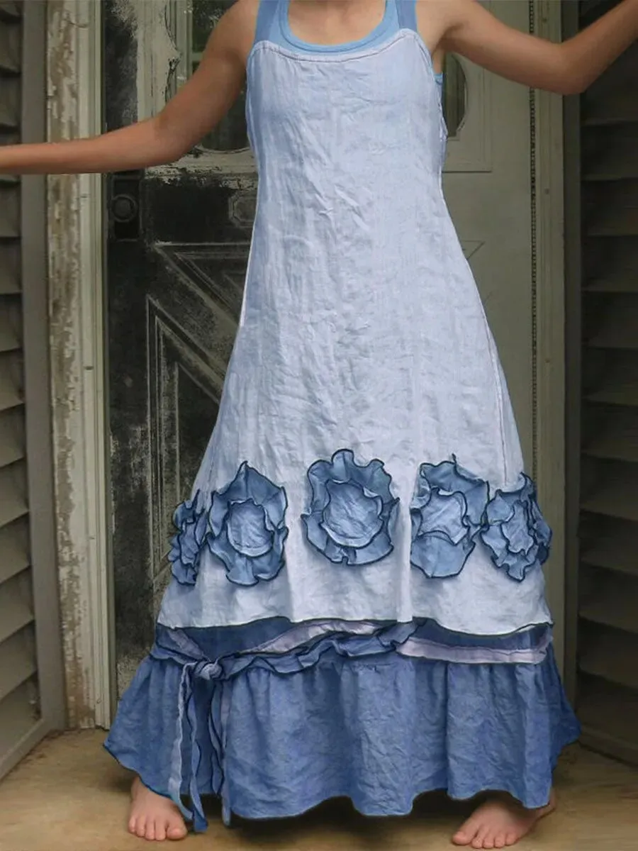 Flower Lace Layered Bow Decoration Dress
