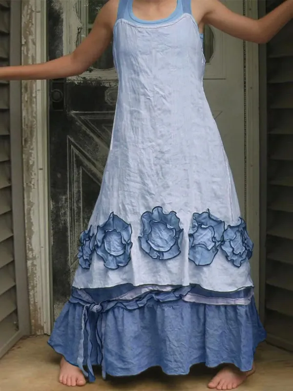 Flower Lace Layered Bow Decoration Dress