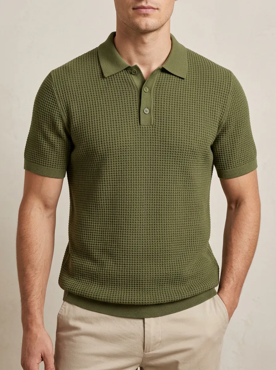 Men's Everyday Weekend-Ready Waffle Knit Polo Shirt