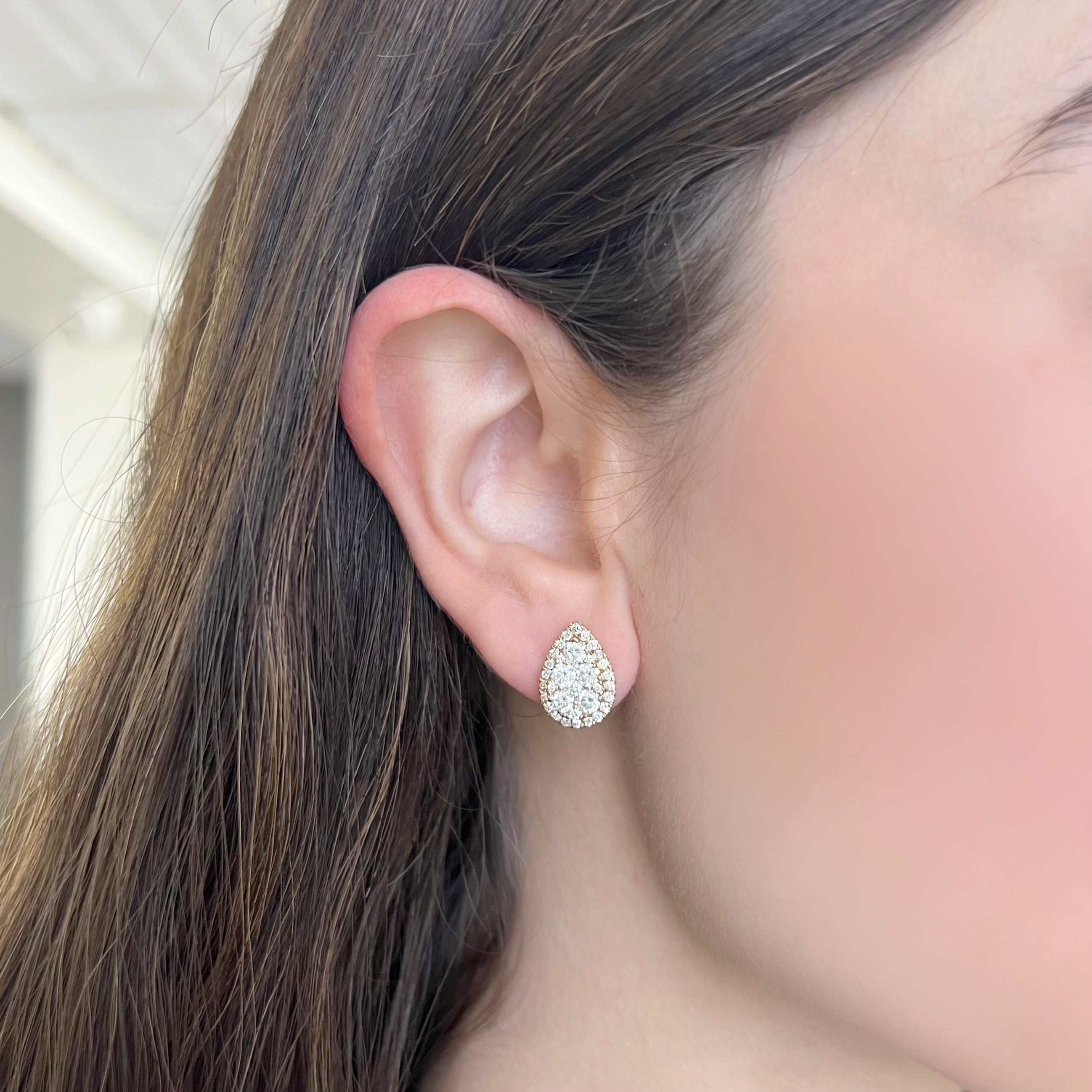 Statement Pear Gem Detail Stud Earrings