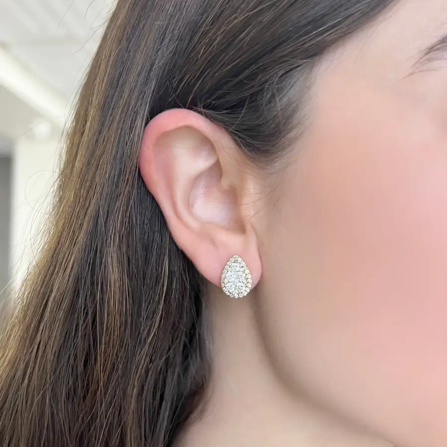 Statement Pear Gem Detail Stud Earrings