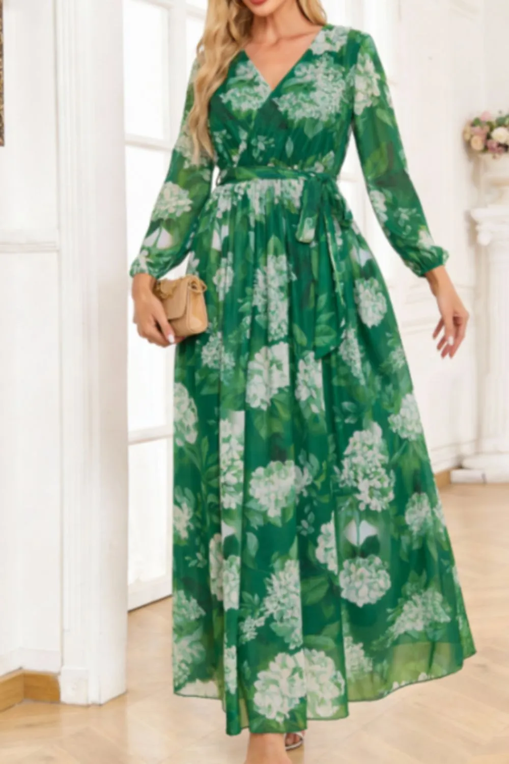 Floral Printed Long Sleeve Maxi Dress
