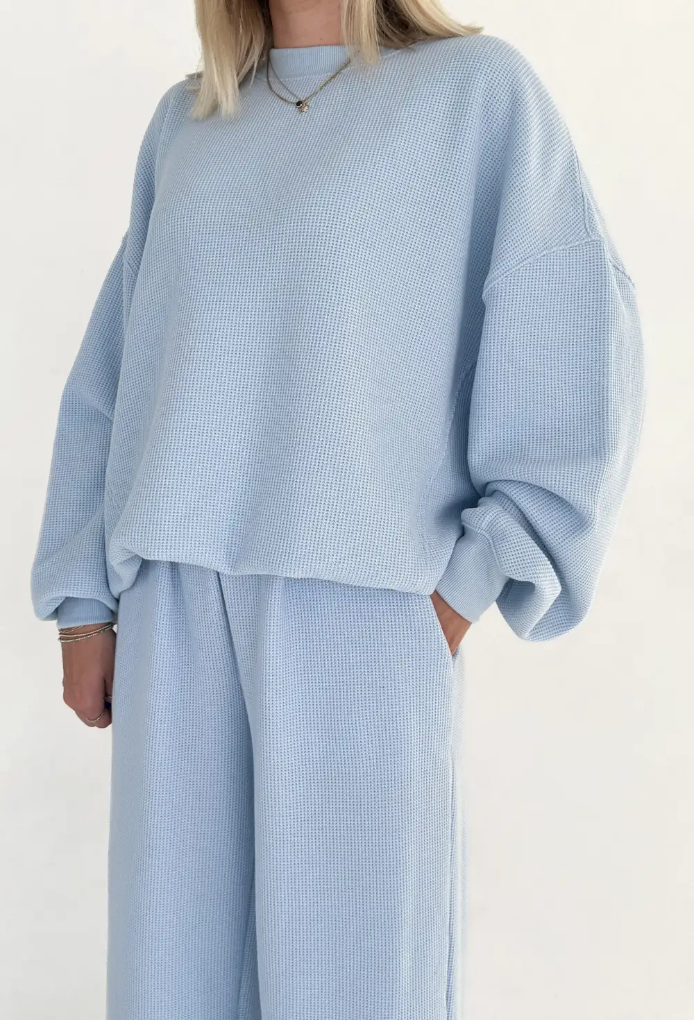 Tailored Waffle Knit Sweatshirt