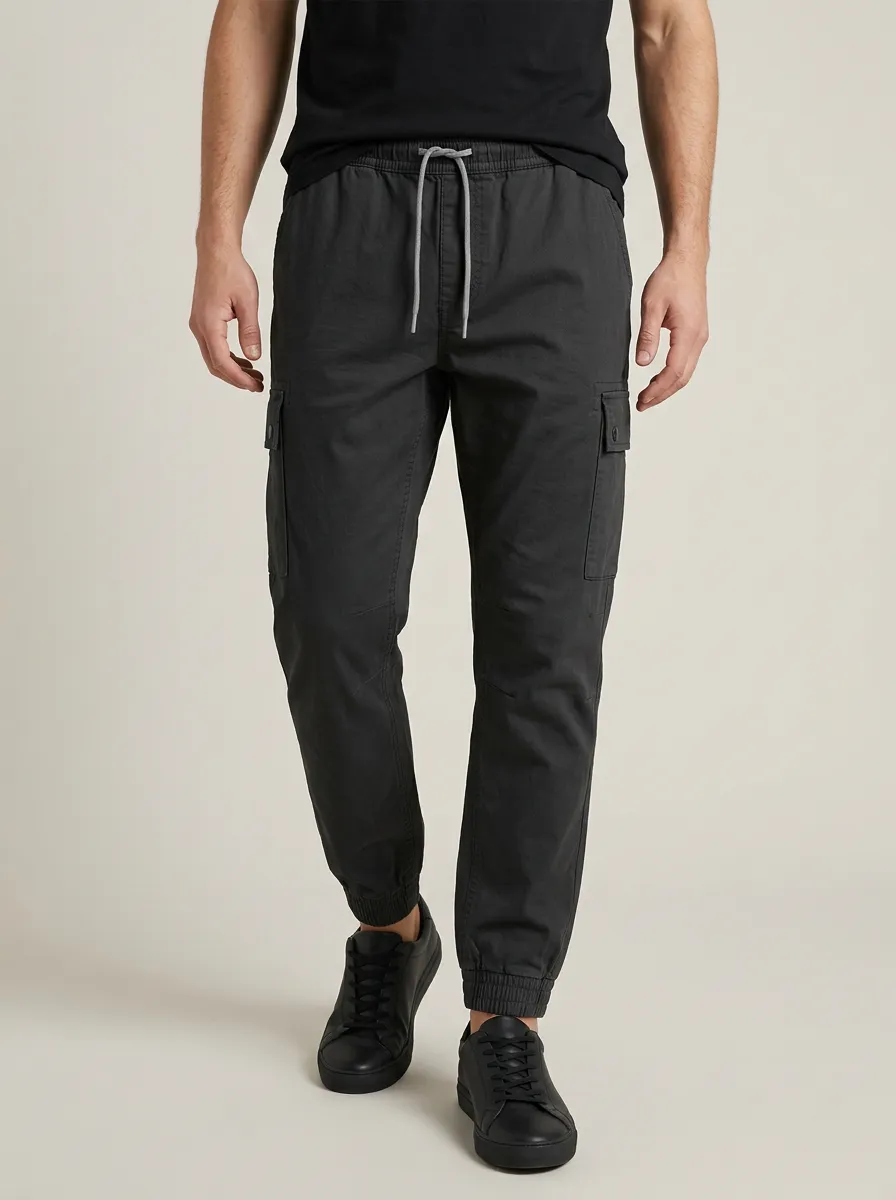 Drawstring Printed Solid-Style Men's Cargo Pants