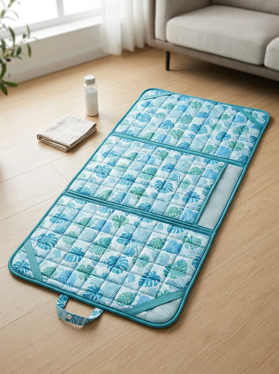 Portable Summer Cooling Tropical Leaf Pattern Cooling Mat