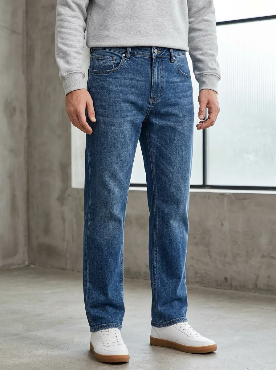 Straight Leg Casual Classic Men's Loose Fit Jeans