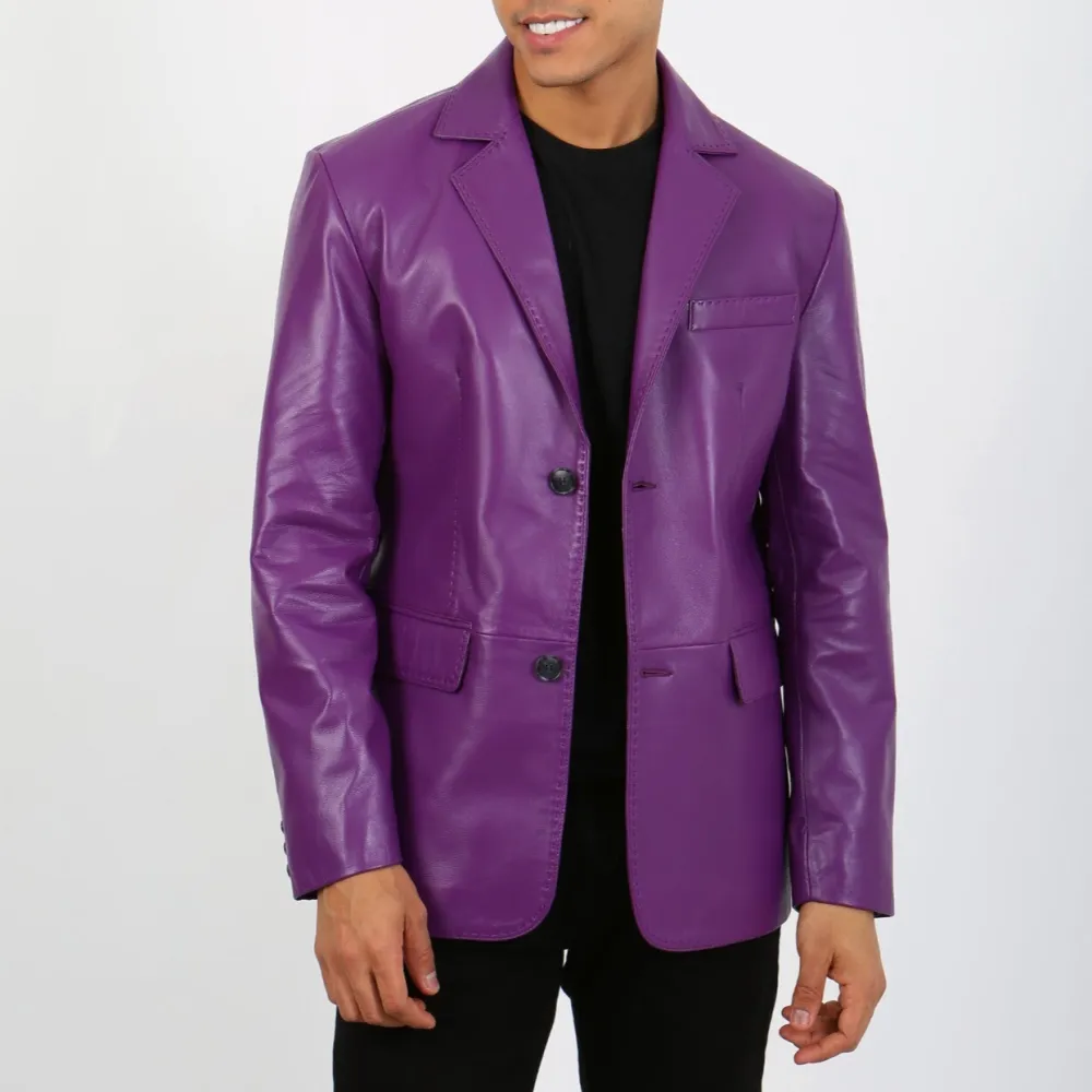 Timeless Smart Notched Lapel Leather Blazer