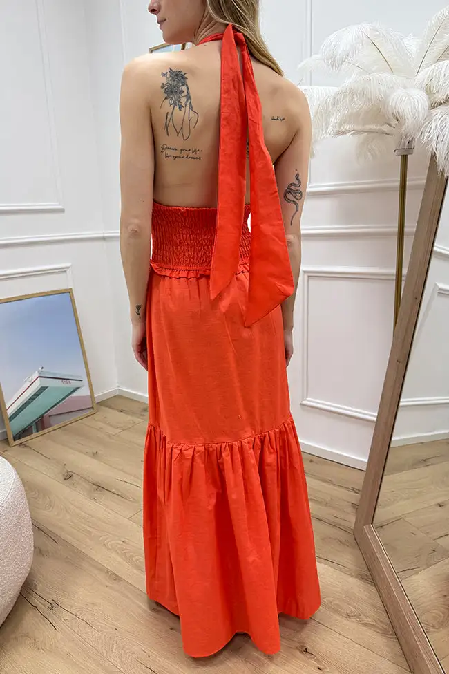 Maxi Ruched Cotton Dress