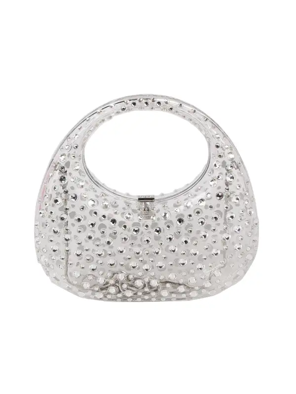 Crystal Accent Chain Accent Transparent Clutch Bag