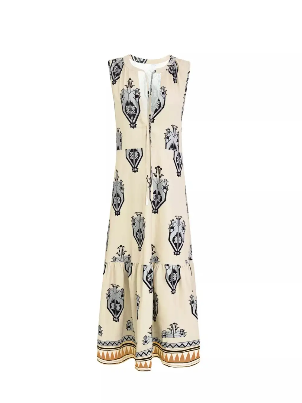 Smooth Finish Printed Sleeveless Maxi Dress