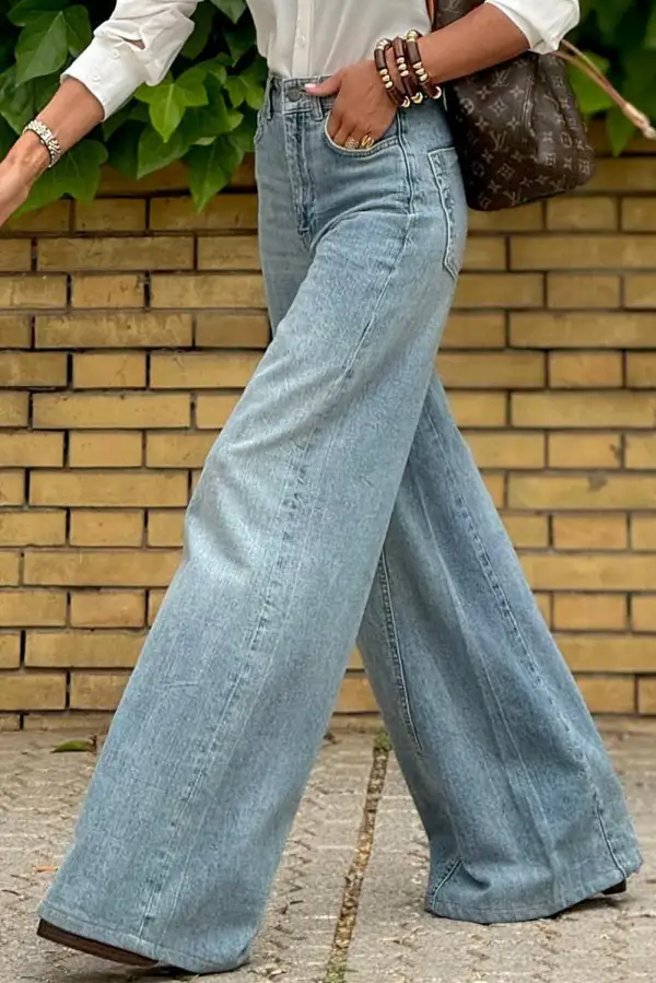 Wide Leg Casual Denim Jeans