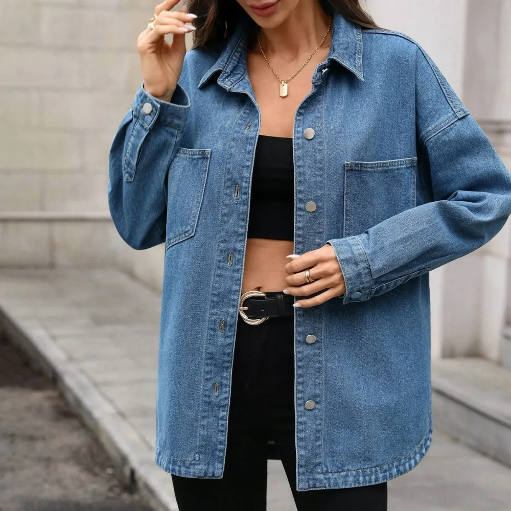 Relaxed Lapel Denim Casual Outerwear Jacket