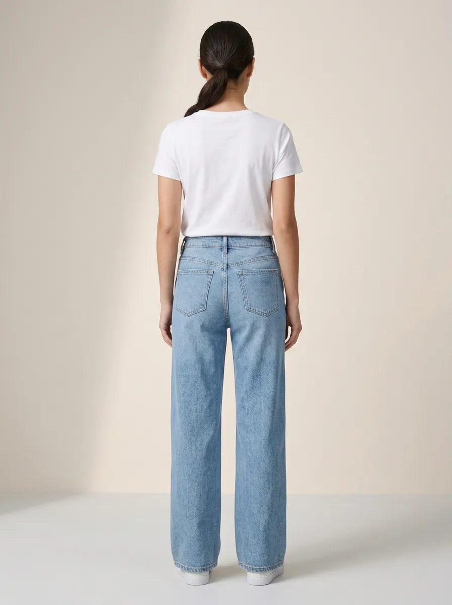 Wide-Leg Washed Casual Women's Denim Jeans