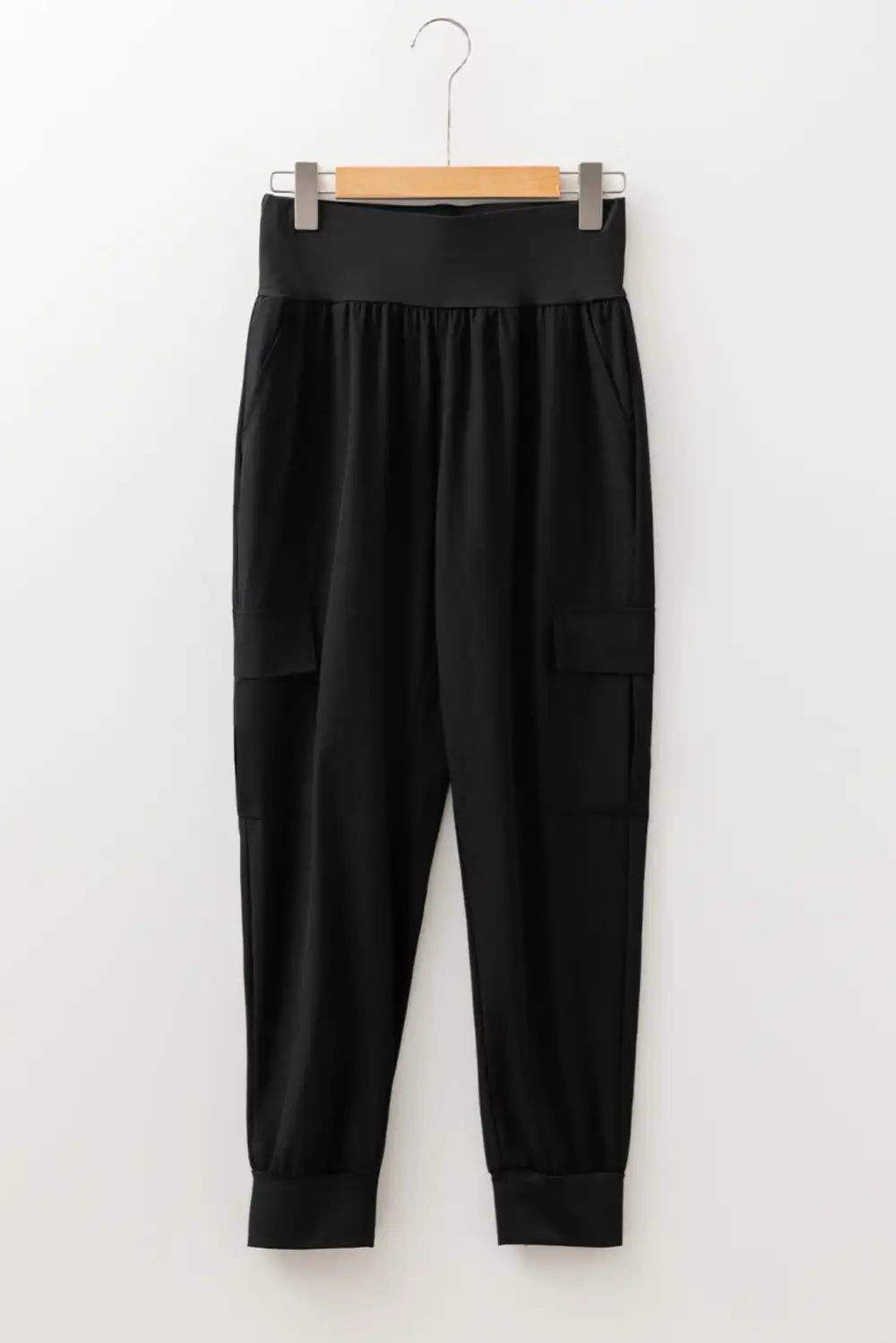 High-Waist Slim-Fit Elastic-Waist Pocketed Cargo Jogger Pants