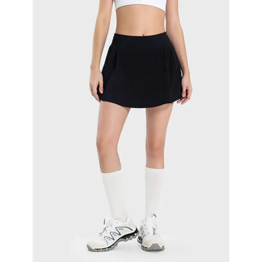 Pleated Detail Mid-rise Waist Active Skirt