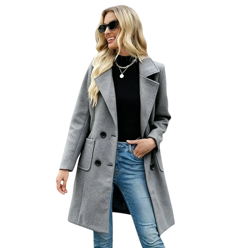 Women‘s Winter Wool Blend Camel Mid-Long Coat