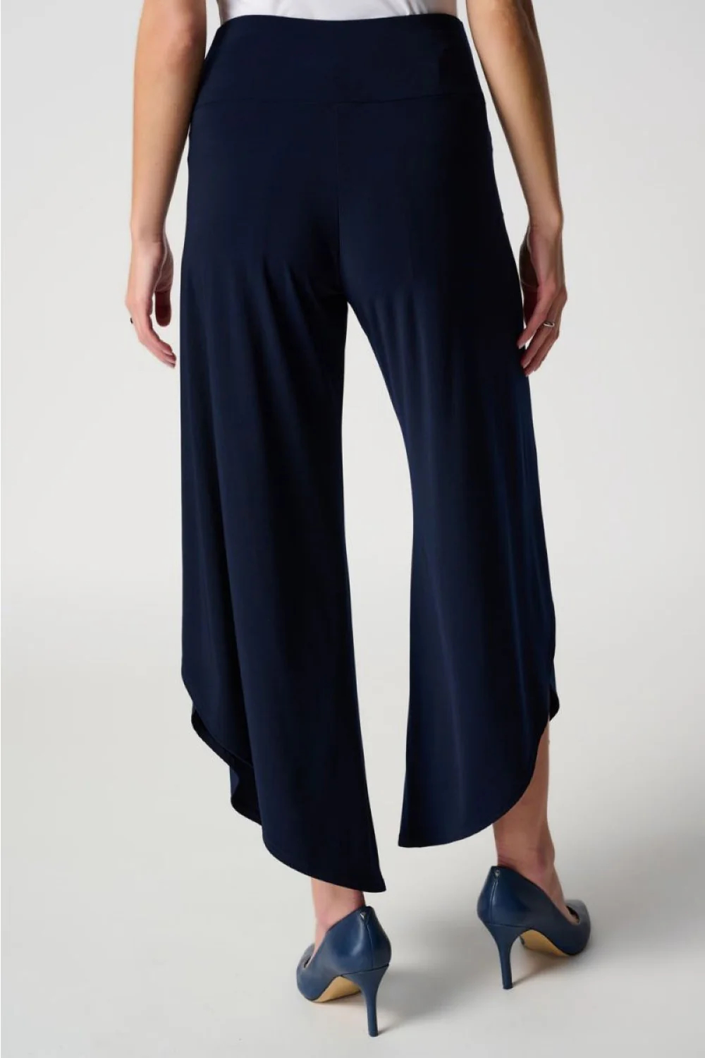 Navy Blue Asymmetric Wide - Leg Pants