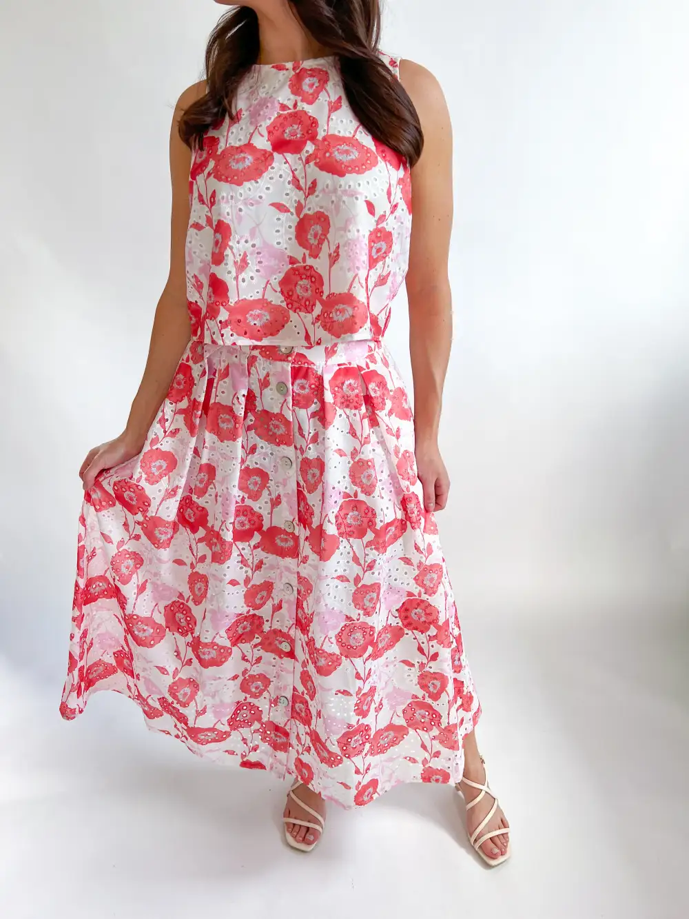 Textured Floral Eyelet Top