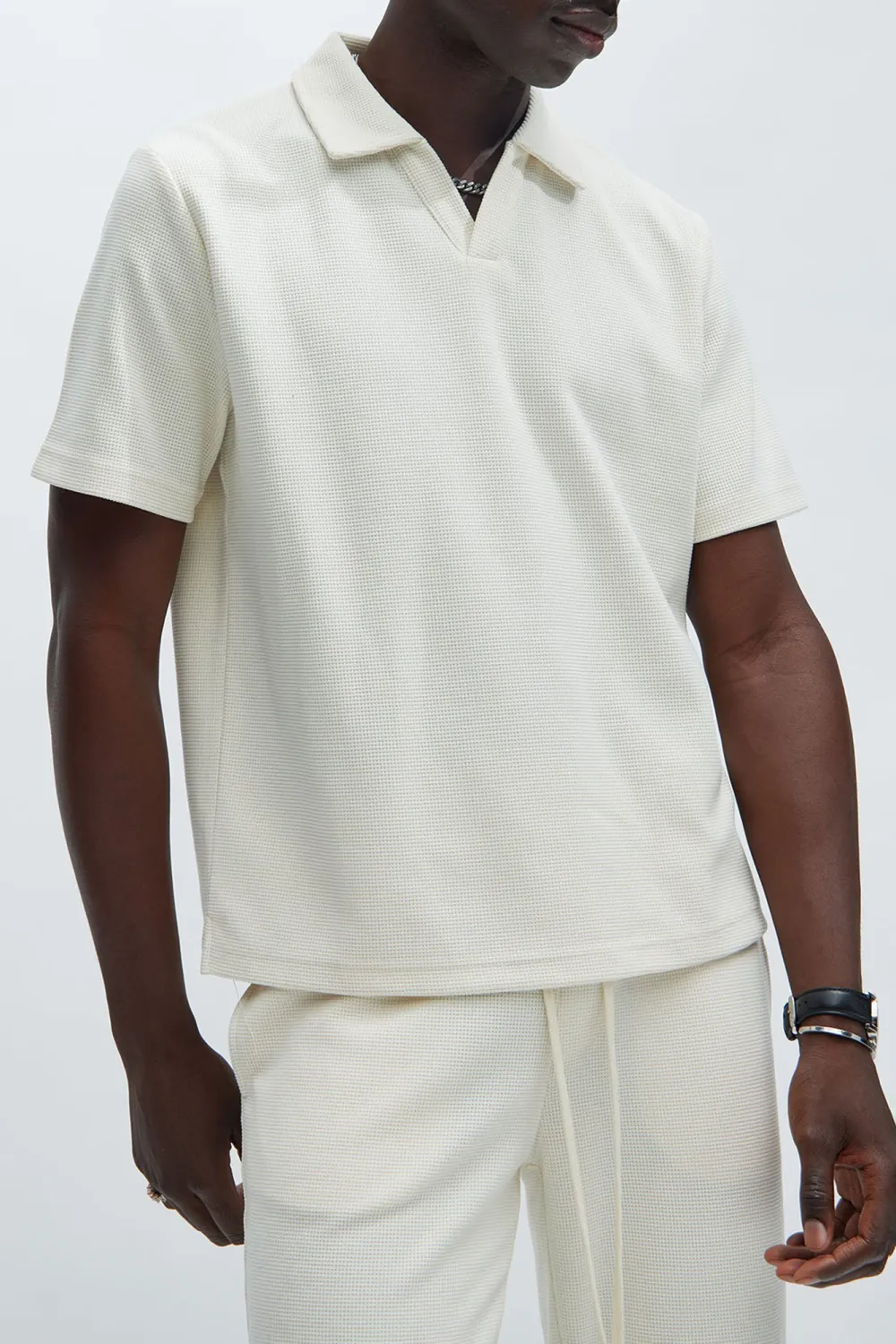 Casual Style Textured Polo Tops