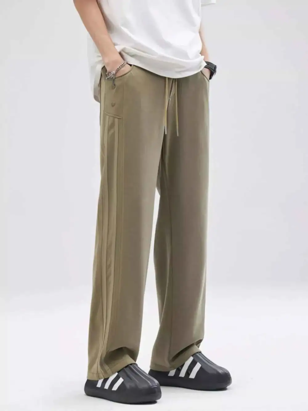Drawstring Wide Leg Casual Pants